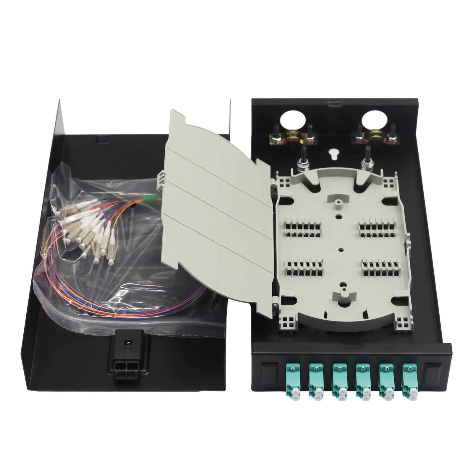 Rack Mount LC-OM3 12 Duplex 24 Port Fiber Enclosure Fiber Box MultiMode ...
