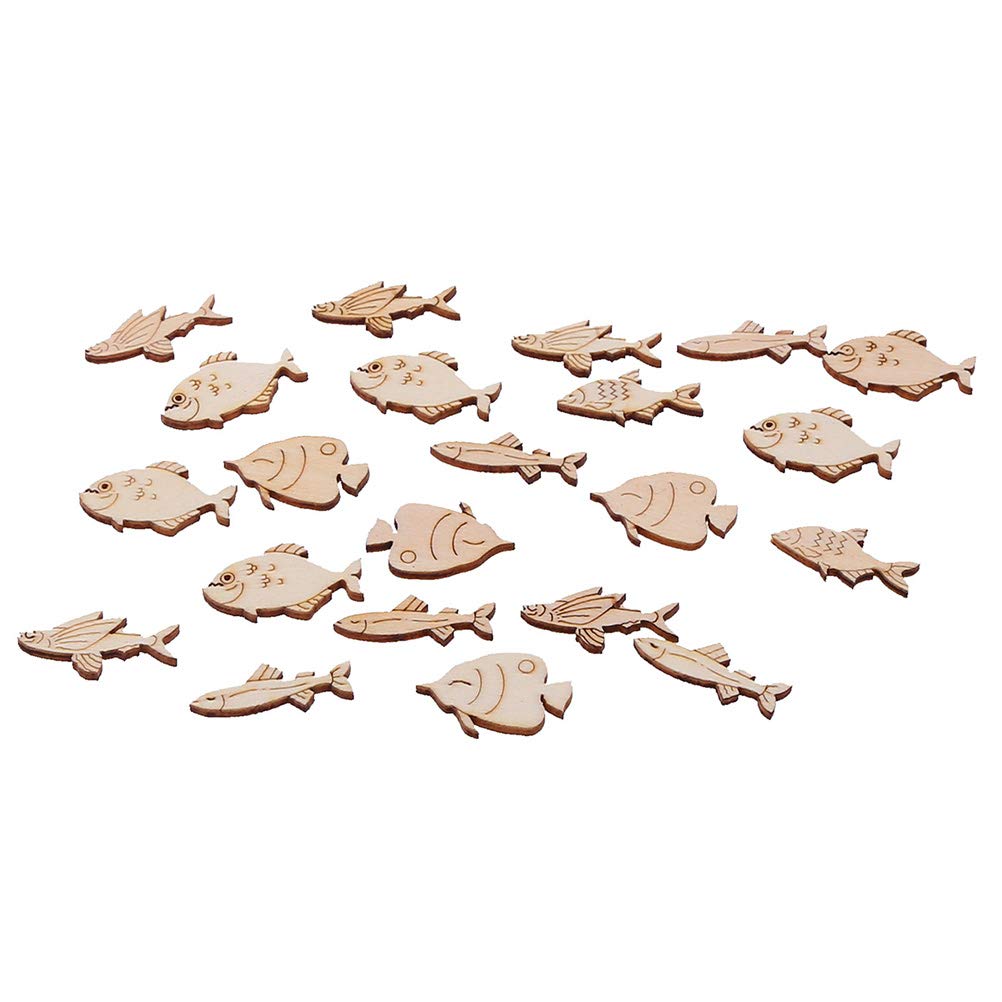 50 Stück Hölzerne Fisch-Formen Aus Massivholz – 50x50mm, 2,5mm Dick, Zum Bemalen, Basteln & Dekorieren