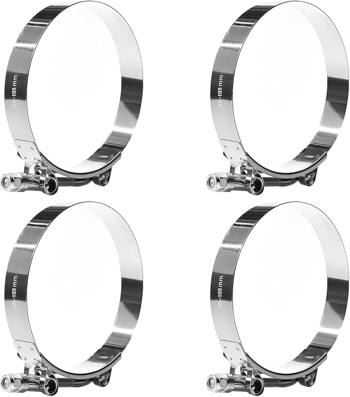 Abraçadeira de mangueira com parafuso T MINERGUY em aço inoxidável, 95–103 mm para mangueira de 3,5" – Pacote com 4