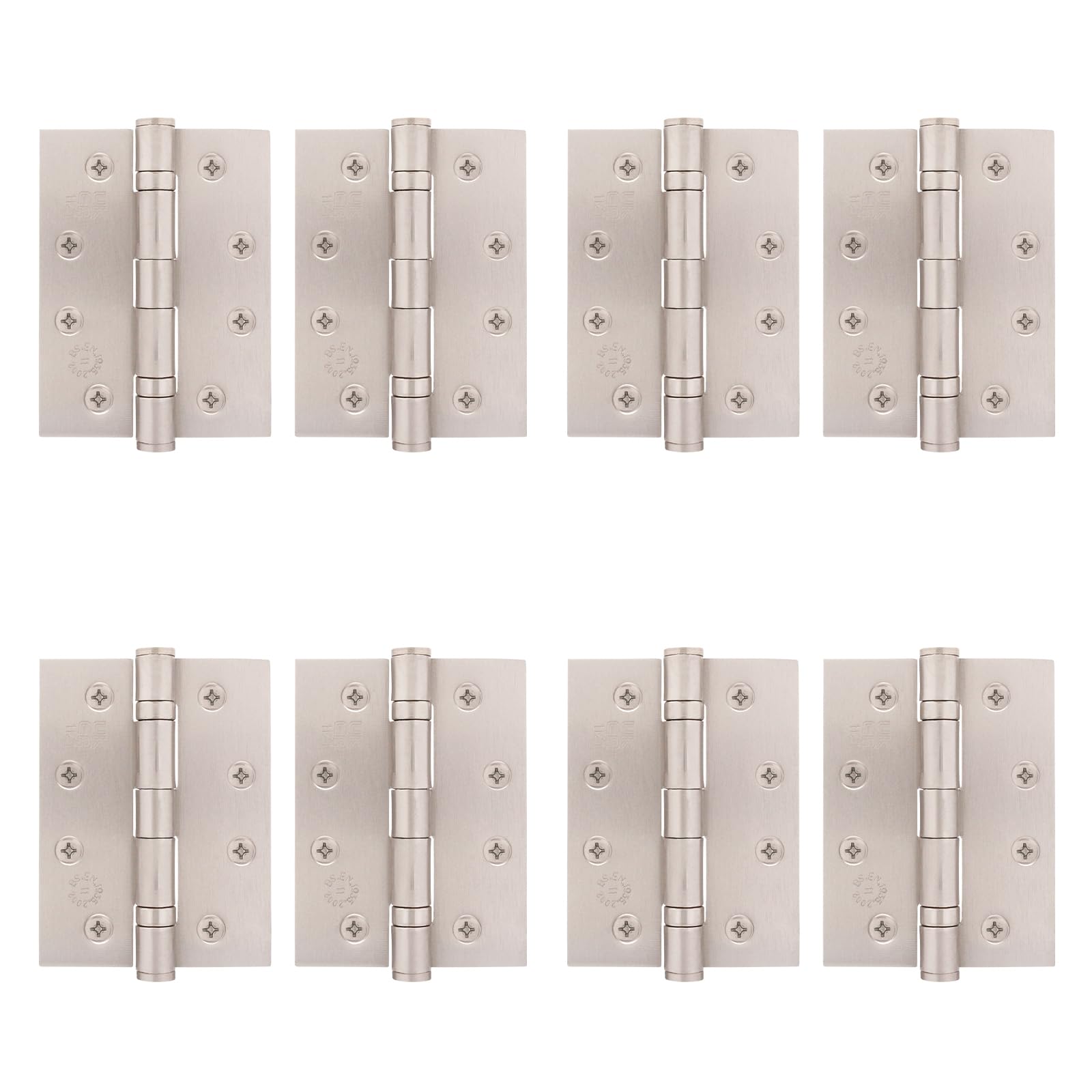 EAI Satin Door Hinges | 4 Inch / 102mm Satin Nickel Internal Fire Door Hinges | 4 Pairs