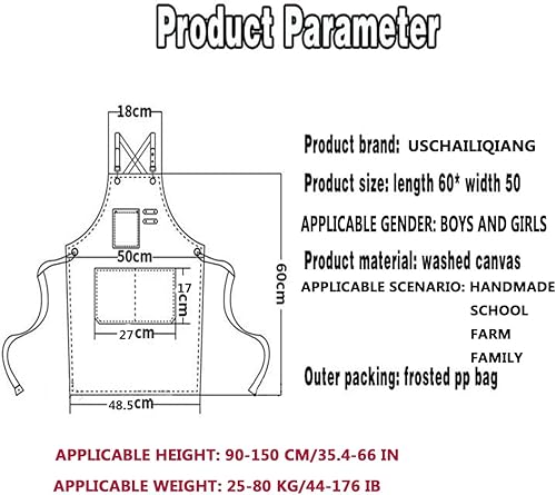 Miniatura 2 de Delantales ajustables para niños, herramienta impermeable para cocinar, pintura, jardinero, lienzo delantal para niñas y niños de 6 a 12 años