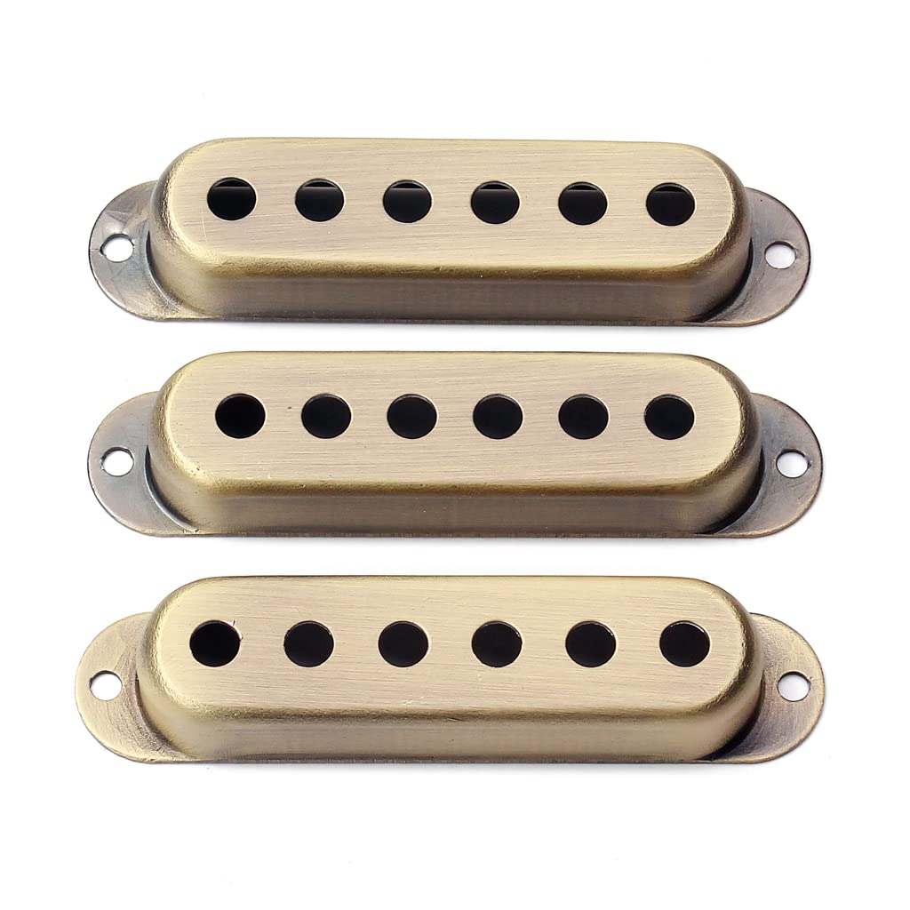 AlnicovOpen Guitar Single Coil Pickup Covers （48/50/52mm） for Electric Guitar Replacement Bronze