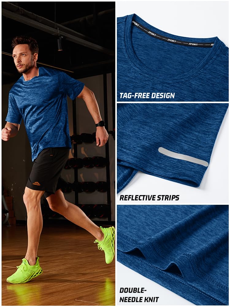 KEFITEVD Camiseta de Secado Rápido para Hombre Camisetas Ligeras de Manga Corta Camiseta Deportiva Transpirable de Verano para Correr Fitness