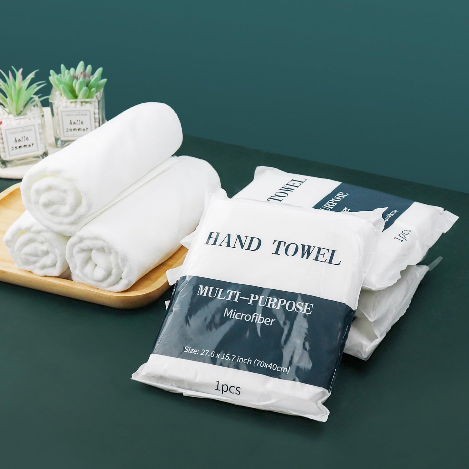 50 toallas de salón a granel de 16 x 28 pulgadas, toallas de microfibra envueltas individualmente, absorbentes, de secado rápido, toallas faciales para el cabello, para personas sin hogar,