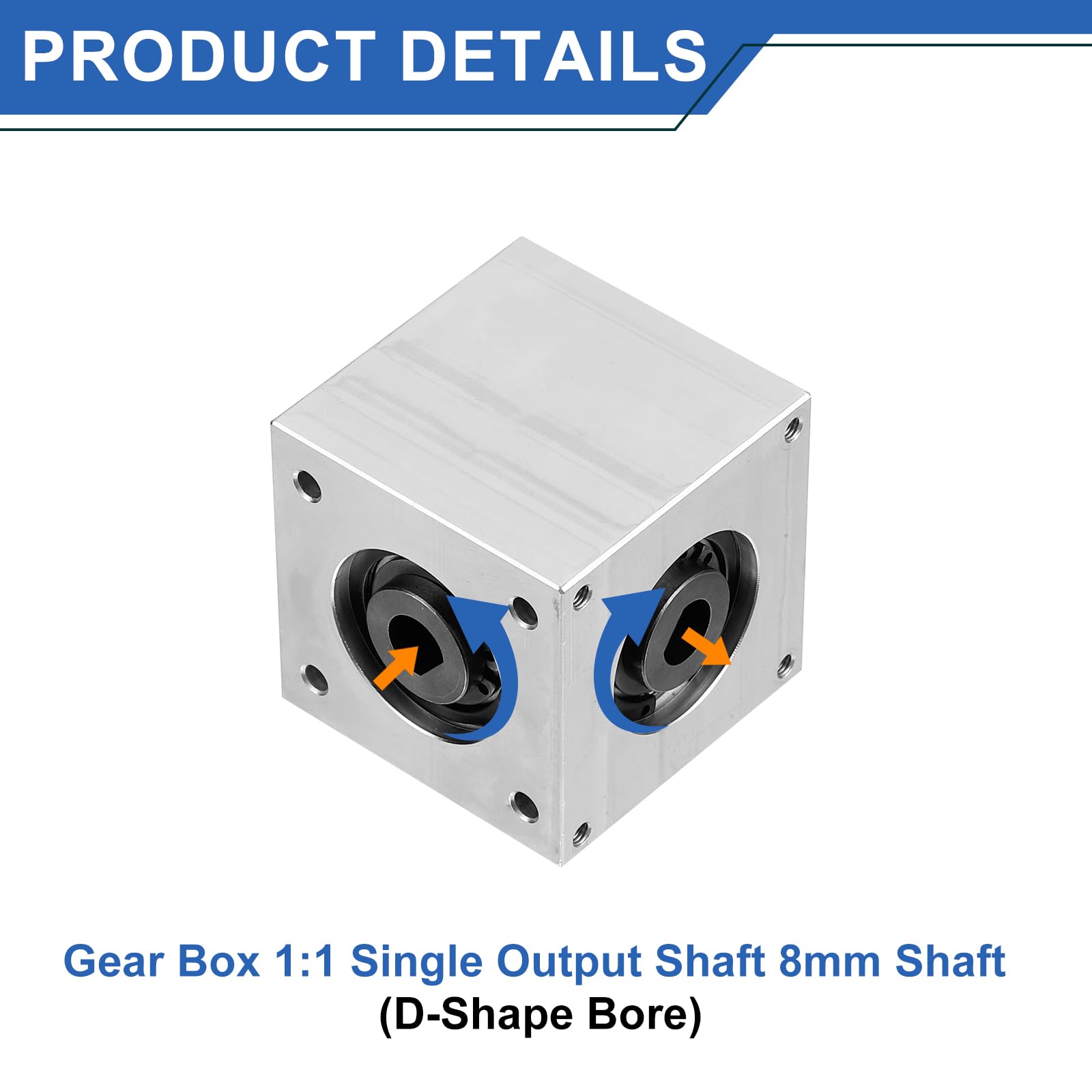 QUARKZMAN Getriebe 90 Grad Rechtwinkliges Kegelradgetriebe 1:1 Einfache Ausgangswelle 1 Modul 20 Zähne Kegelrad Aluminiumrahmen Einfaches Mechanisches DIY Modul 8mm Welle (D-Form Bohrung)