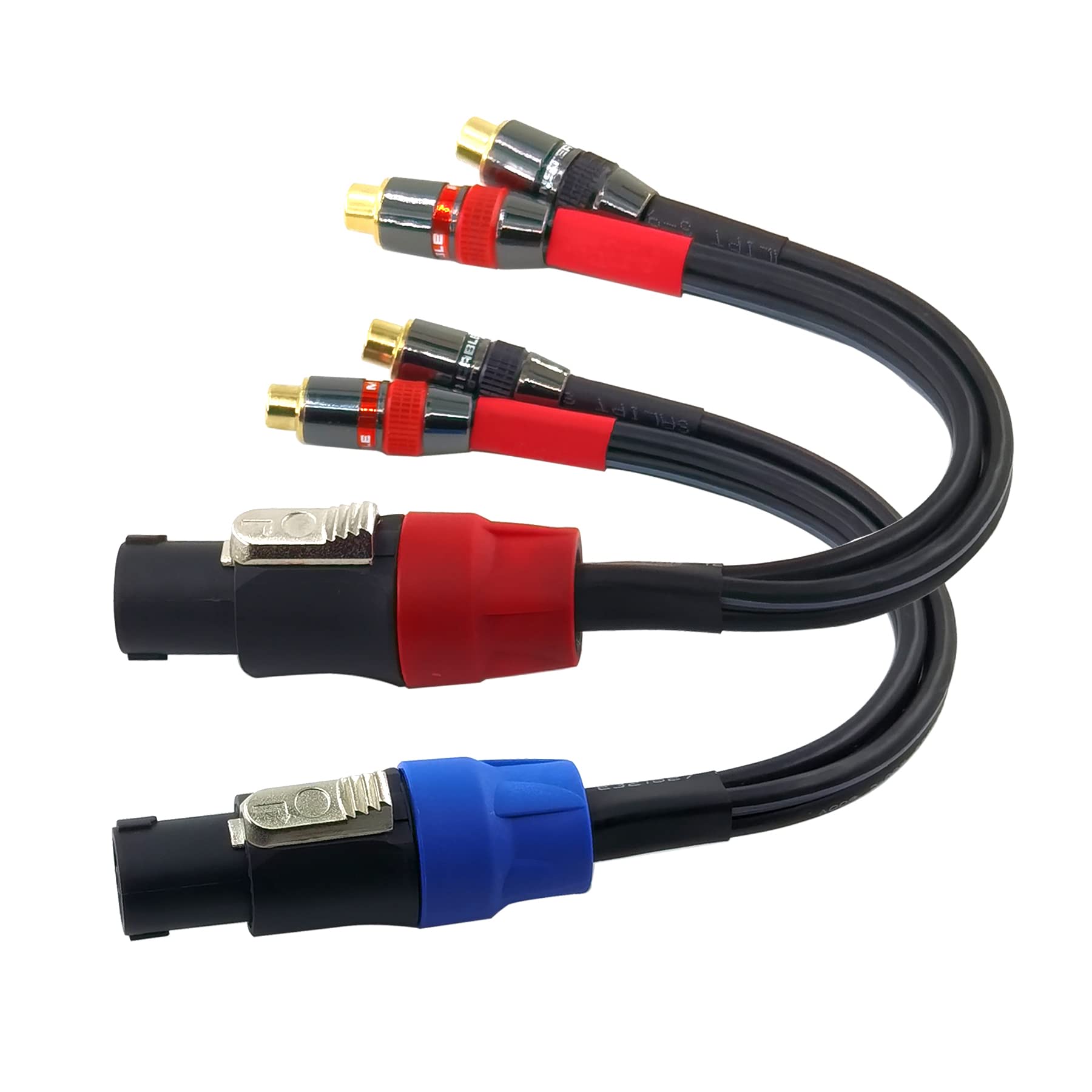 WJSTN Speak-on 4-Pole to Dual RCA Break Out Splitter Cable Speakon Splitter Cable,for Speaker (Speakon to RCA)
