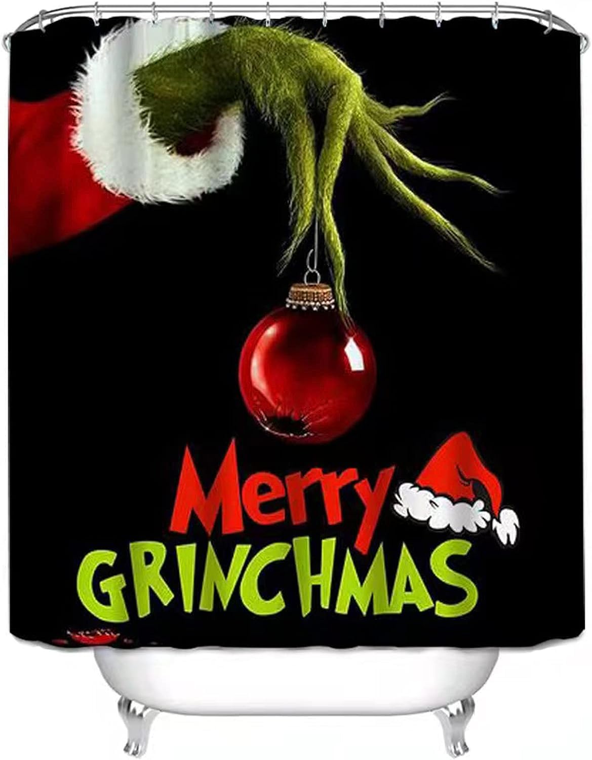 ILDZMMC Christmas Shower Curtain for Bathroom Waterproof Shower Curtain Set 12 Hooks Winter Xmas Farmhouse Holiday Bathroom Decor 72x72 Inches Home Bathtub Decoration (B)