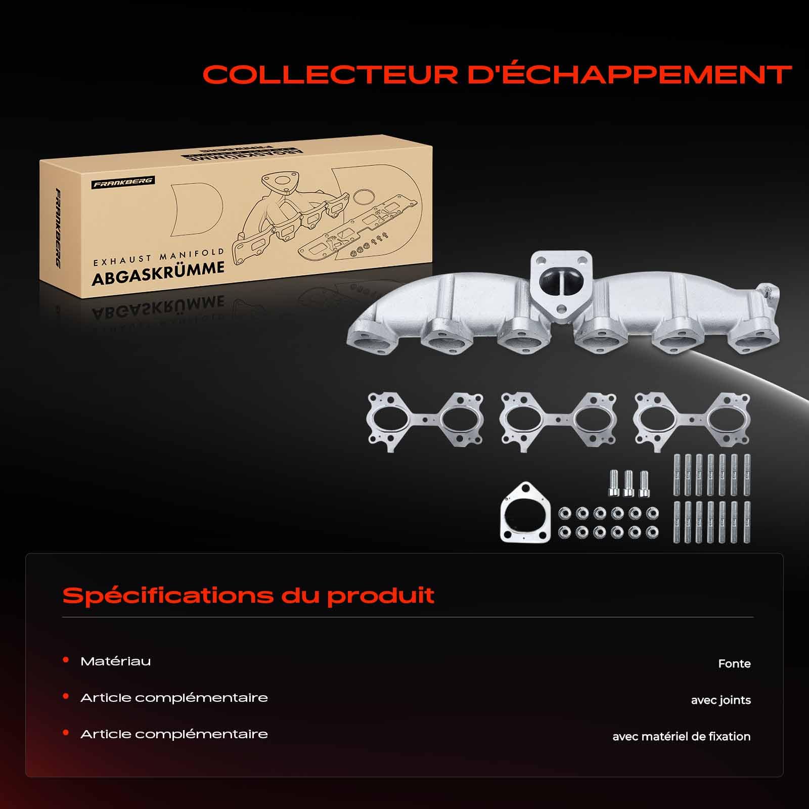 Frankberg Collecteur d'échappement en fonte,11622248166 | Compatible avec: Série 3 E46, X5 E53, Série 3 Cabriolet E46, Série 7 E65 E66 E67, Coupé Série 3 E46, Série 5 E39