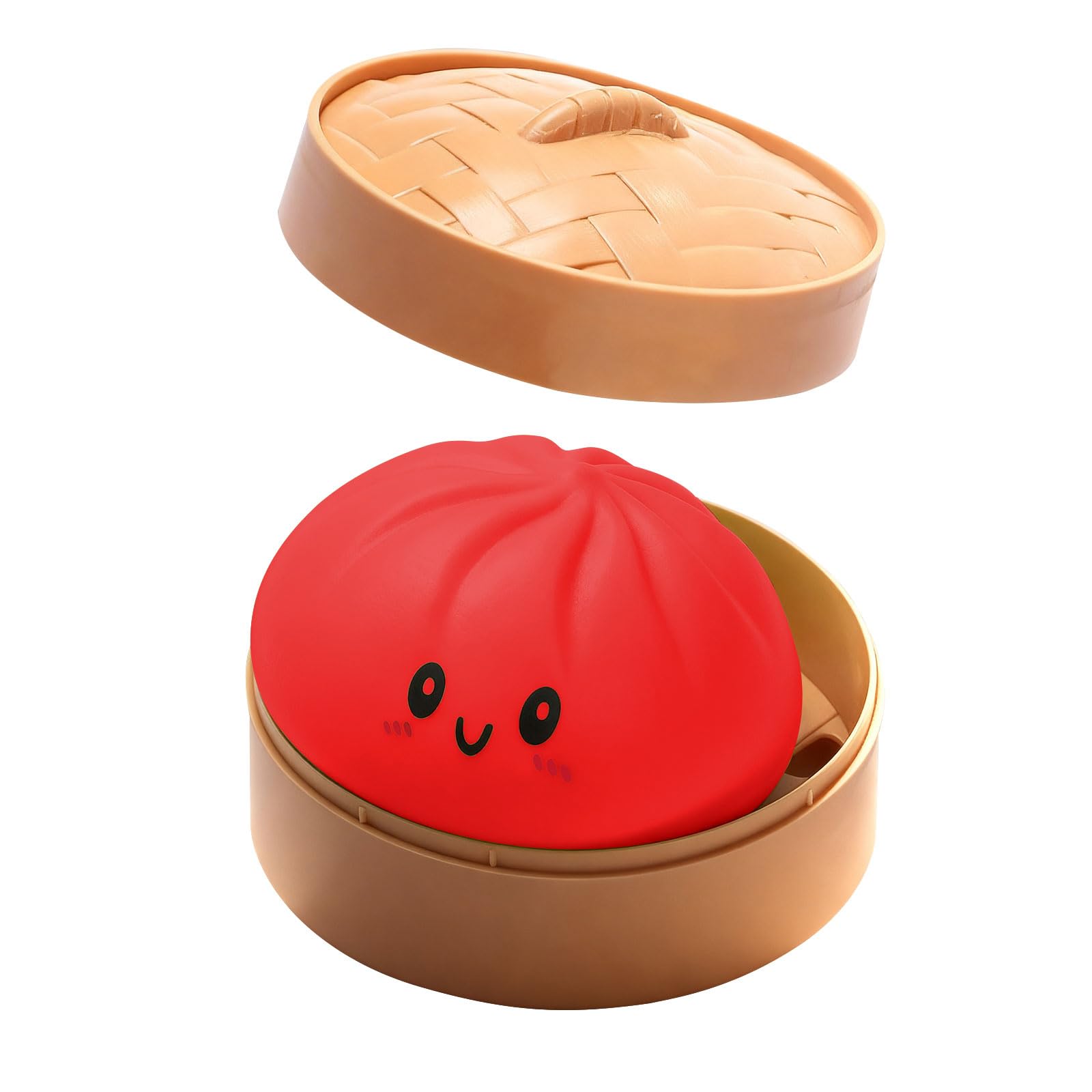 Giant Dumpling Squeeze Toy with Steamer Box, Mystery Glitter Dumpling Squishies Stress Ball Fidget Sensory Toy, Soft Squeeze Decompression Dough for Stress Relief, Cute Food Shaped Gift for Adults