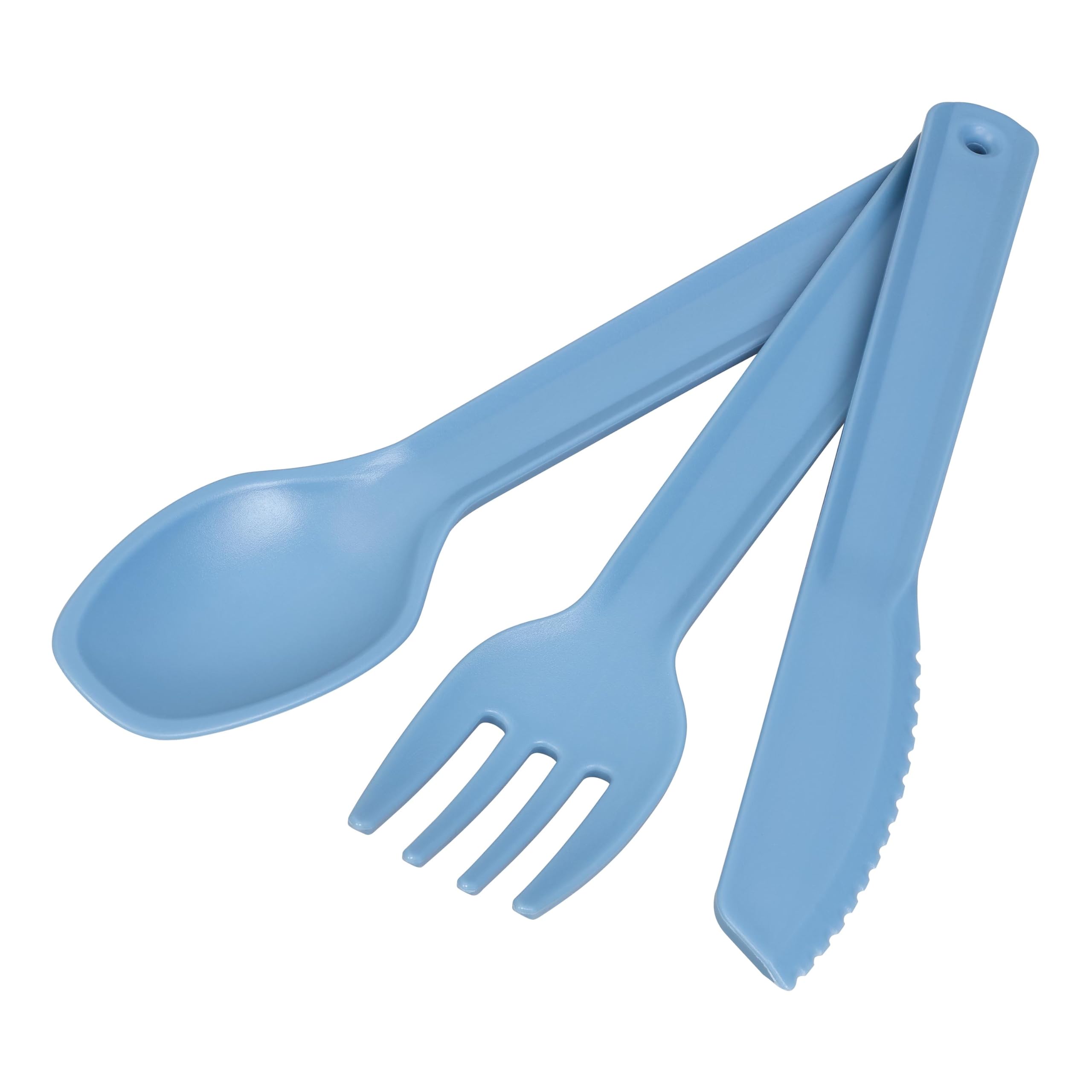 Tala Summer Picnic Cutlery Set, Blue Reusable Spoon, Fork & Knife Lightweight Plastic Utensils for Picnics, BBQs & Outdoor Dining