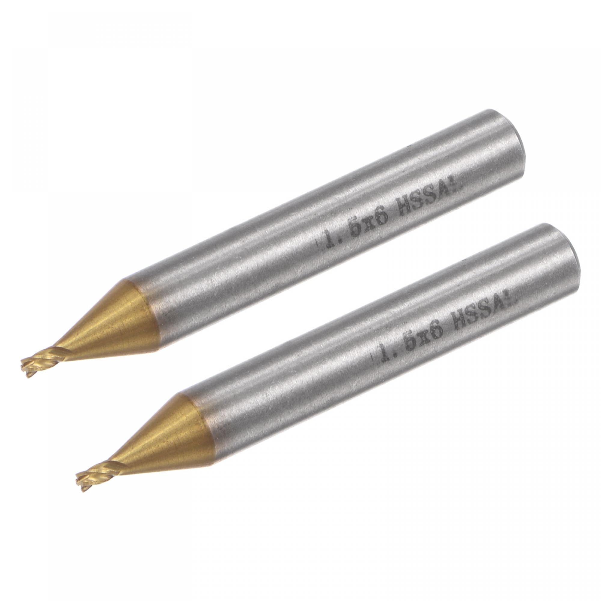 Sourcing Map 4Pcs 6mm Tige 2mm X 7mm Droit Fraise En Bout CNC Foret Toupie 2 Cannelure