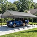 PMEIXU 12x20FT Heavy Duty Metal Carport, Extra Large Galvanized Steel Car Canopy & All-Weather Garage Shelter, Single Car Storage Building for Pickup Truck, Boat, Tractor