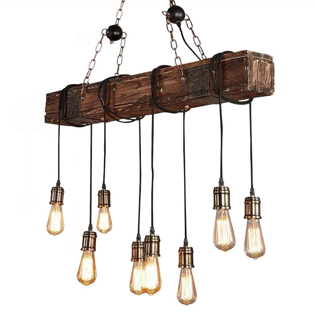 Chandelier Vintage Chandelier Vintage Chandelier Wood and Metal Height Adjustable E27 Industrial Chandelier/Chandelier Black Restaurant/Cafe/Bar/Living Room,A