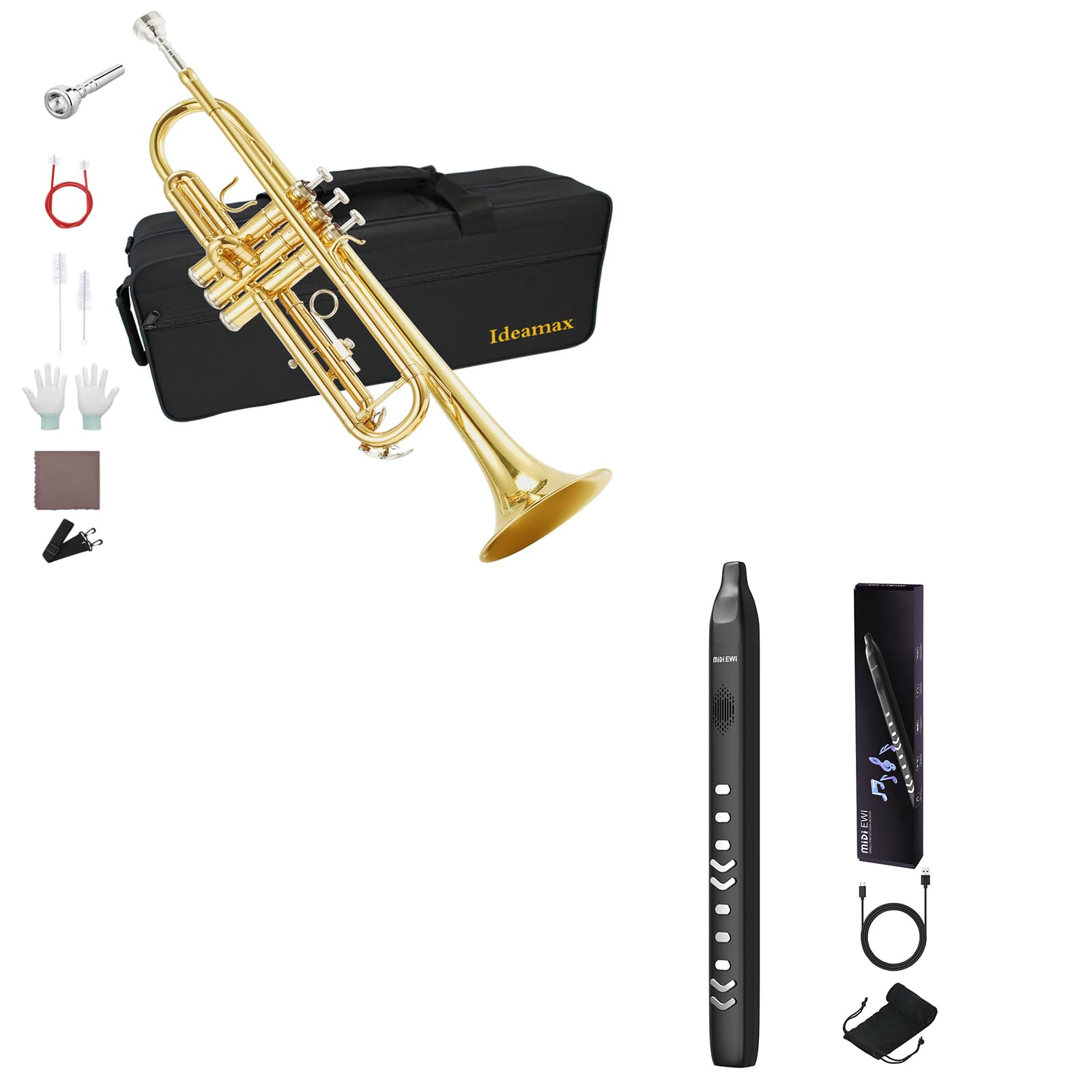 Ideamax Bb Standard Trumpet Set for Beginner Bundle Digital Wind Instrument
