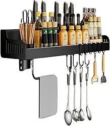 Porta Temperos Organizador Suspenso para Cozinha – Preto, Aproveita Espaço Vertical, Ideal para Especiarias, Cosméticos e Artesanato