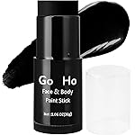Go Ho Cream-Blendable Black Face Paint Stick (1.06 oz),Full-coverage Face Body Paint for Adult Children Halloween Cosplay Skull Zombie Vampire Skeleton SFX Makeup,Waterproof Eye Black Stick