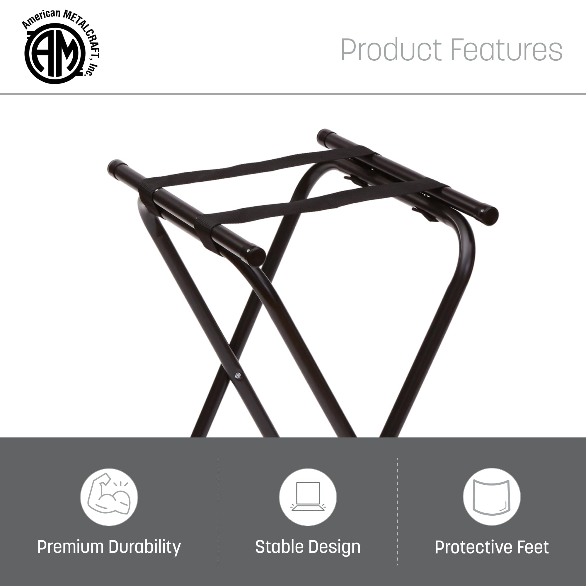 American Metalcraft CTS31 Tablettständer mit Nylon-Gurten, 7,6 cm, Schwarz