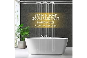 Clear Plastic Shower Curtain Liner Extra Narrow Size for Bathtub / Shower Stall 36x72