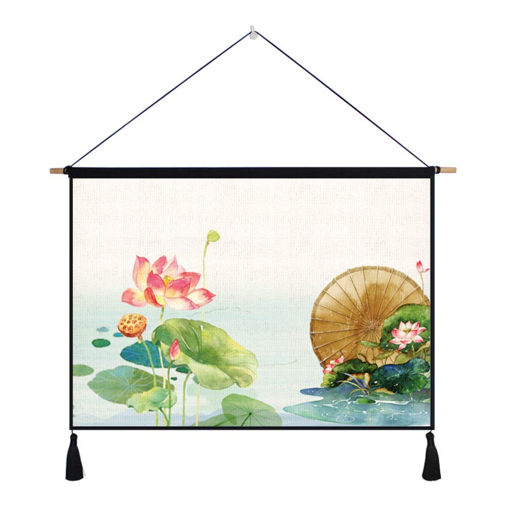 CCSUN Chinese Handmade Tapestry, Chinese Classical Zen Lotus, Oriental Wall Hanging, Art Asian Decoration Tapestry Artwork Picture Gifts-c 65x95cm(26x37inch)