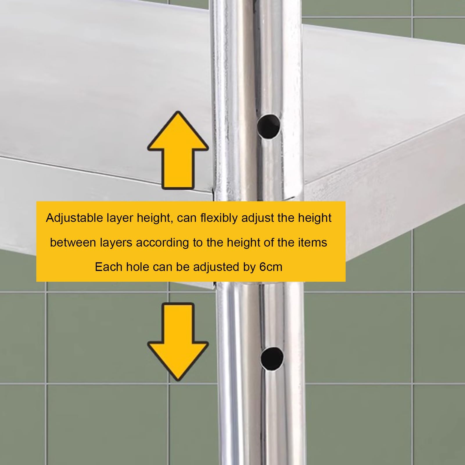 Scaffale regolabile a 3 ripiani in acciaio inox resistente per ristoranti e cucina, scaffalatura per tavolo da preparazione commerciale, 60 x 35 x 80 cm, finitura argento durevole