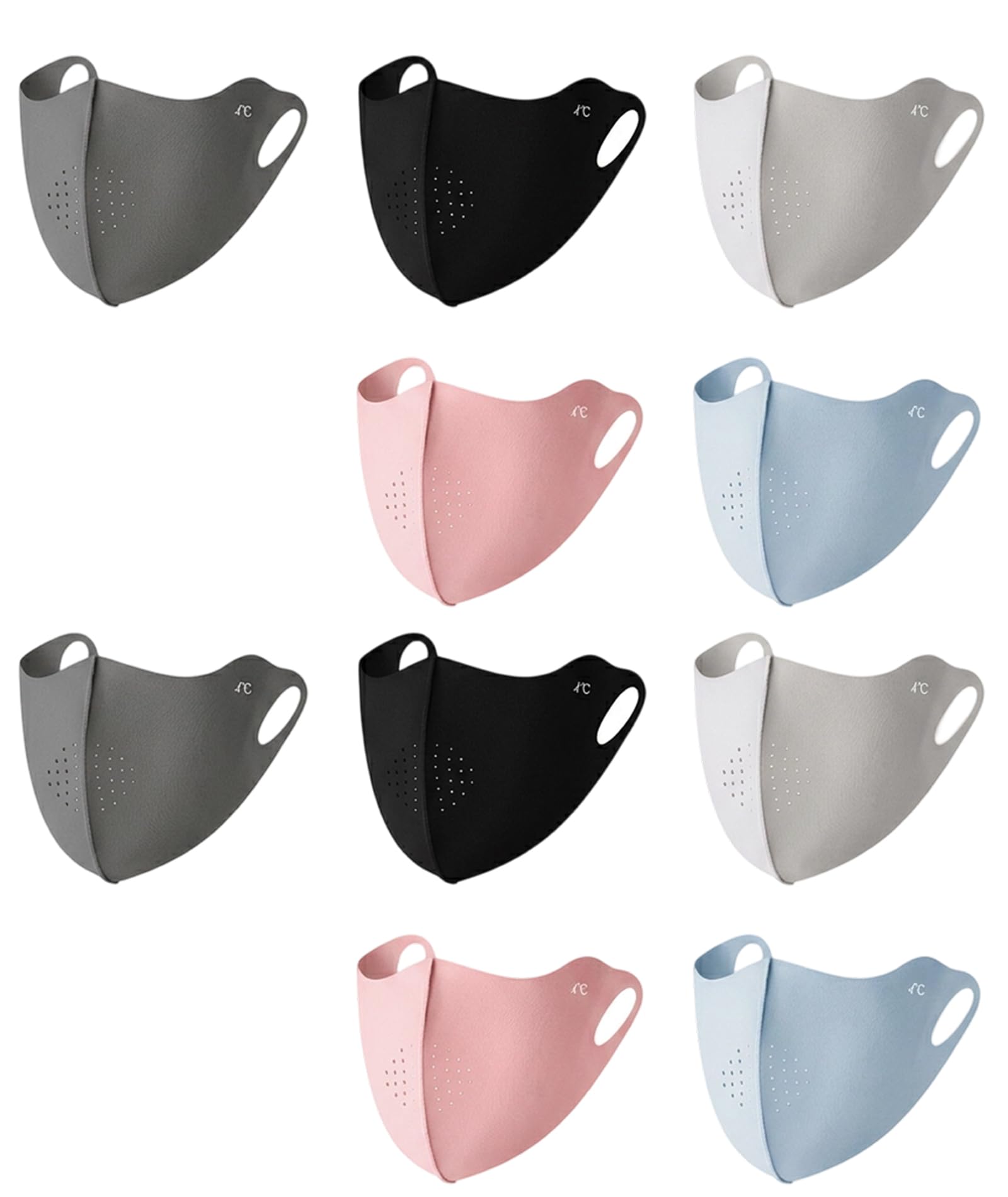 10PCS UV Protection Mask for Women, Sun Protection Face Mask for Women, Color Set with Black, Dark Grey, Light Grey, Blue, Three-Dimensional Design for Comfortable Fit During Outdoor Activities-image-46