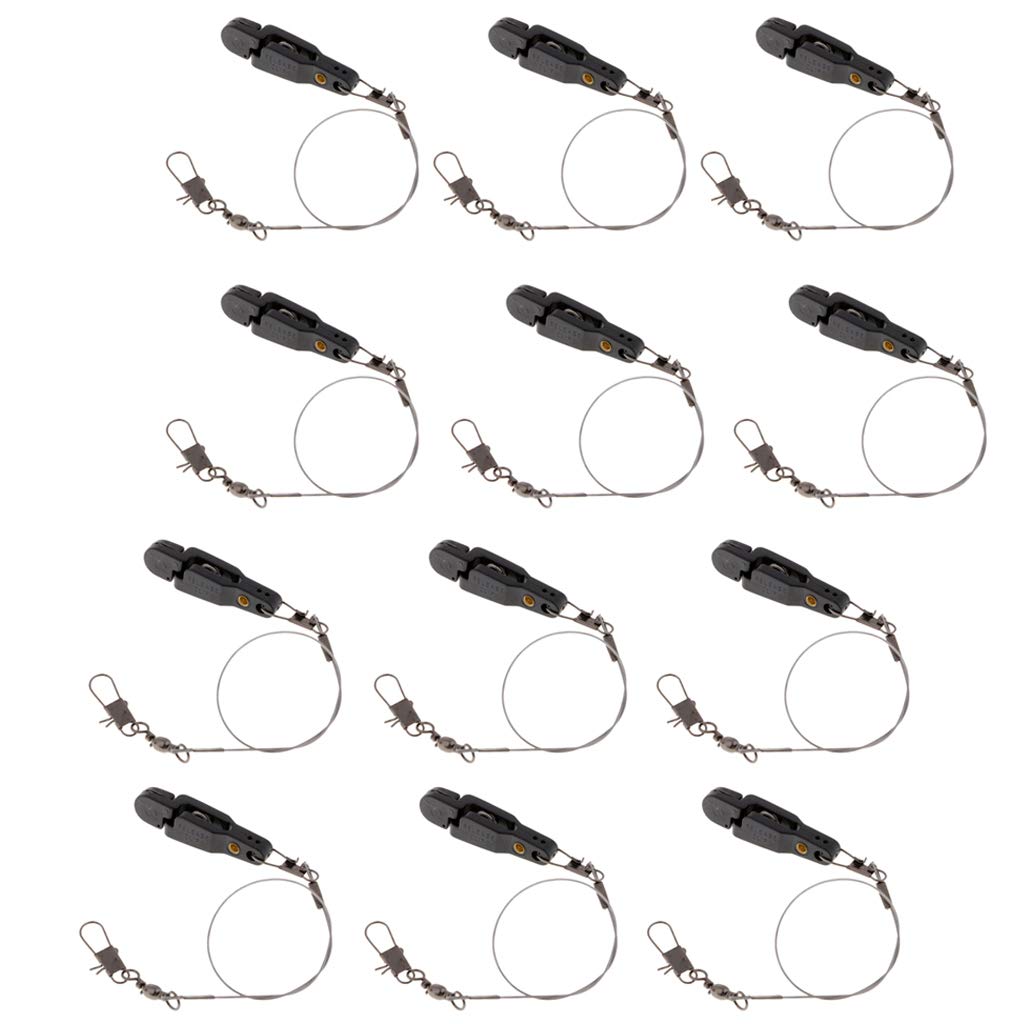 Yiju 12pcs Snap Release Clip with Leader for Outriggers Downriggers Planer Board