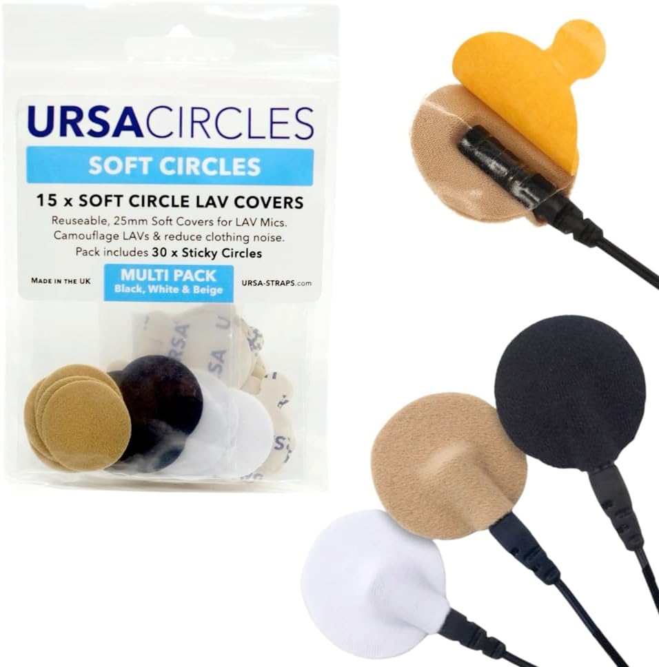 URSA Soft Circle: Reusable Soft Covers Provide Shield Against Wind and Camouflage for Lavalier Microphones (15x Soft Circle+30x Sticky, Multi Pack)