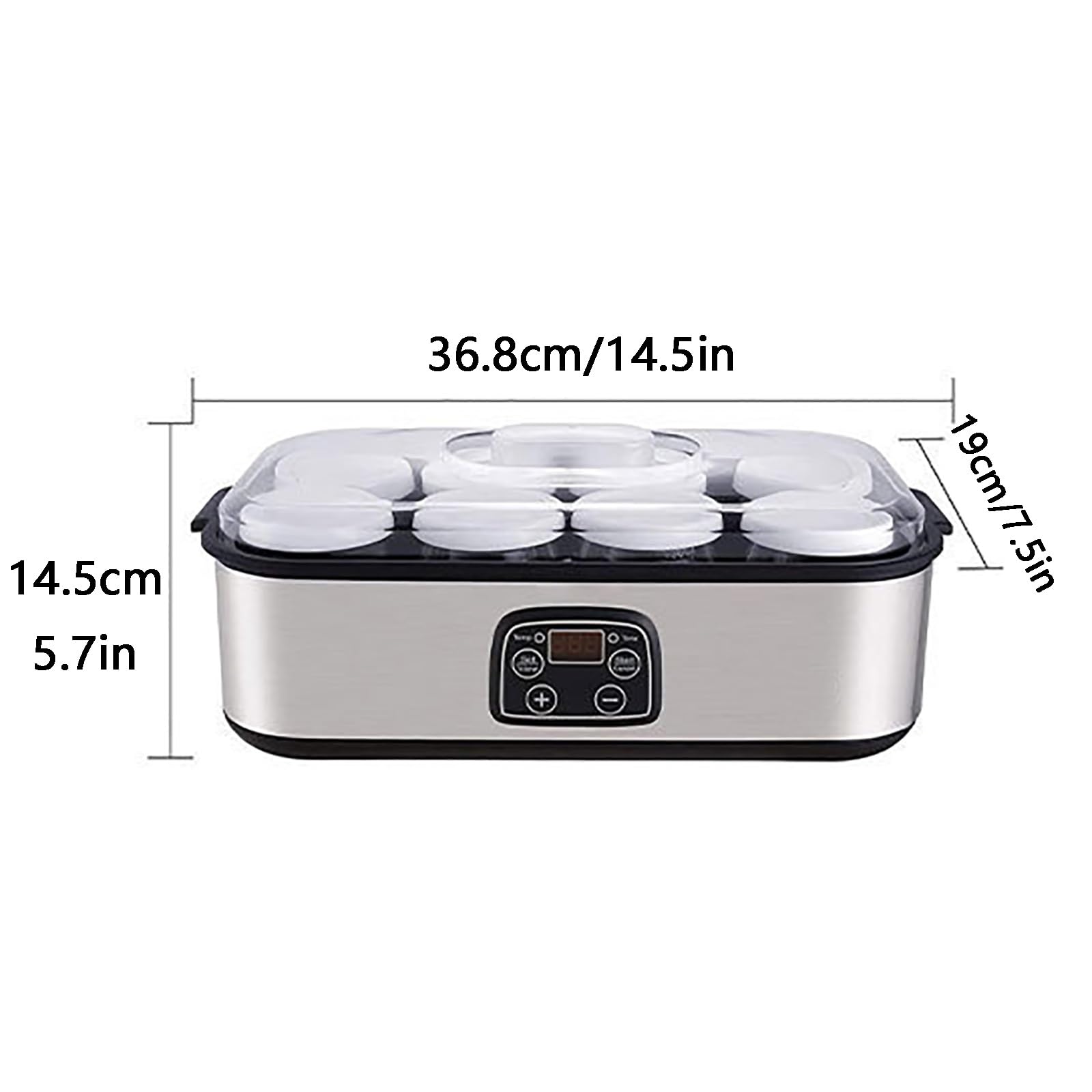 Yaourtière pour Yaourts Probiotiques, Machine À Yaourt, Température et Durée Réglables, Facile À Nettoyer, avec 8 Pots en Verre, Idéale pour Un Usage Domestique