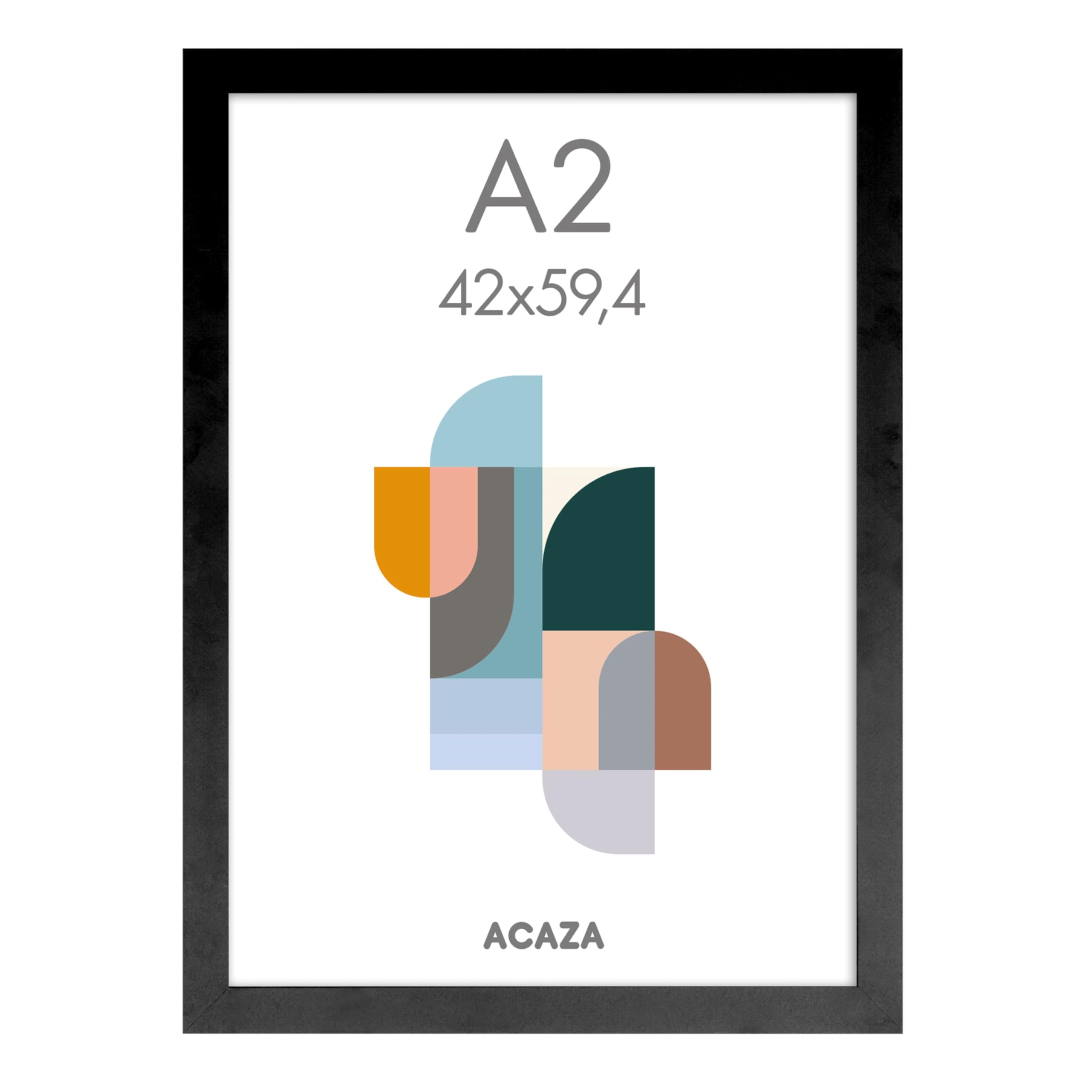 Acaza Black A2 Picture Frame 59.4 X 42Cm For Posters, Pictures And Puzzles, Wooden Frame With Acrylic Sheet, A2 Size (16.5 X 23.4 Inch)