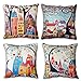 Gudotra 4pcs Federe Cuscini Divano 45x45cm Vintage Albero della Vita Casa Copri Cuscino in Lino
