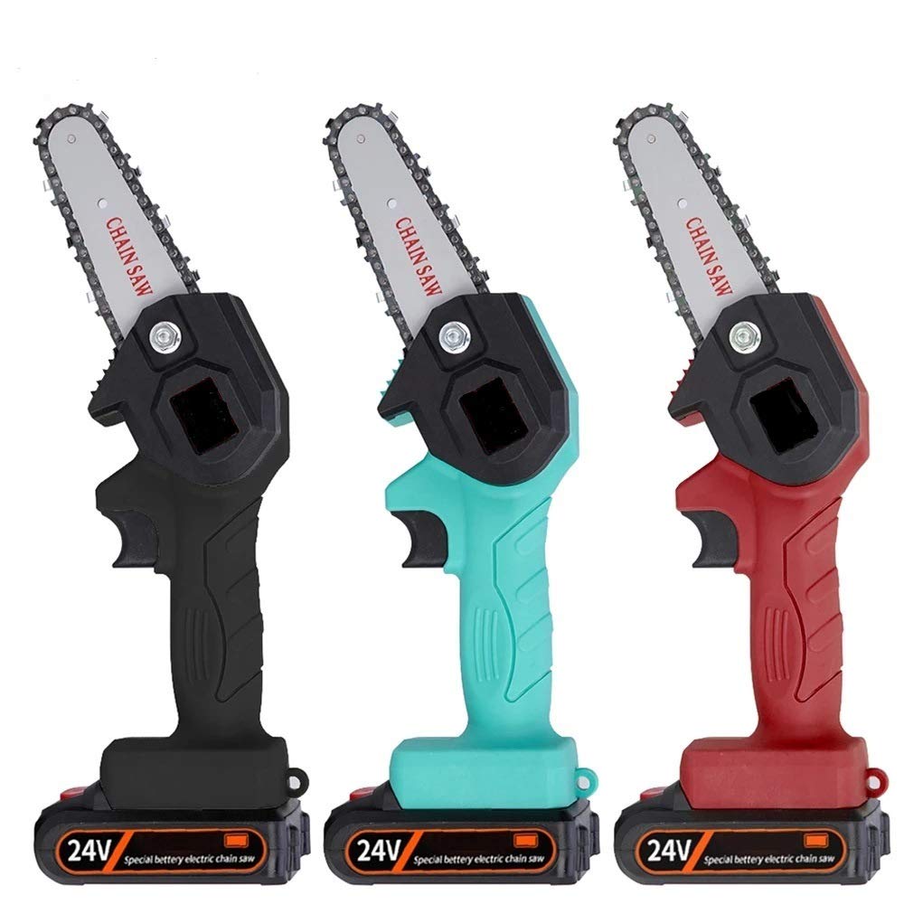 Mini tronçonneuse de 4 Pouces,sans Fil électrique Rechargeable Tronçonneuse Une Main 0,7 kg léger, Batterie Scie Délagage 24 V, Coupe du Bois, pour Arbre Cour Jardin et verdissement Urbain