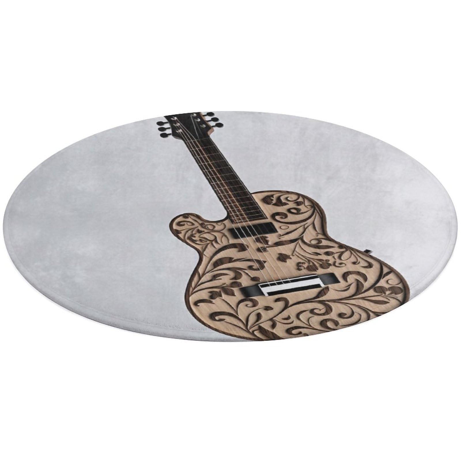 Tapis rond guitare antidérapant pour chambre et salle à manger