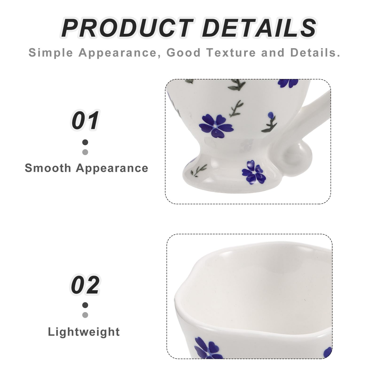 Ensemble de 1 tasse à café en céramique avec soucoupe - Tasses à expresso et soucoupe en porcelaine de 200 ml pour cappuccino et latte - Tasse à thé fleurie avec anse, bleue, idéale