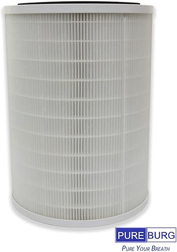 Miniatura 2 de PUREBURG Filtro de repuesto R-M003 compatible con purificador de aire RENPHO R-M003 R-M003-F1 R-M003-F2, H13 HEPA carbón activado 2 en 1 filtración