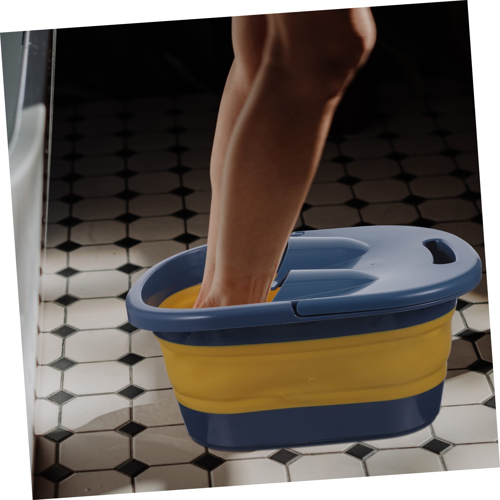 MUCKLILY 1Pc Collapsible Foot Bath Basin Folding Foot Soak Tub for Home Use with Self Service Massage Points Durable and Space Saving Design for Adults
