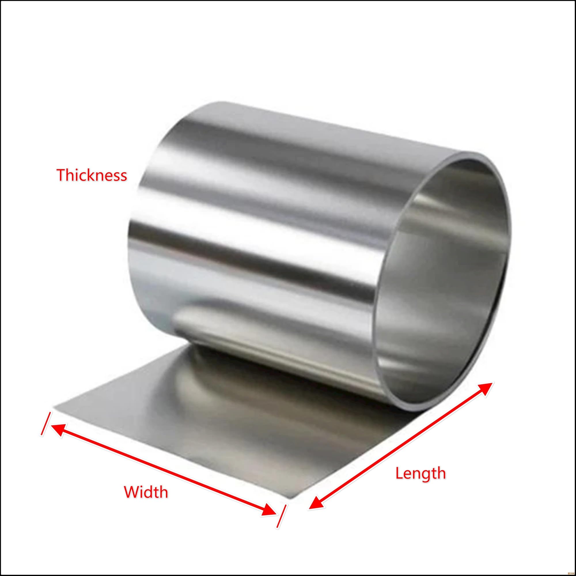 Striscia di alluminio liscia 1060 - lunghezza 1 m/2 m, spessore 0,1-0,5 mm, lamina d'argento resistente alle alte temperature, 1 pz.(0.2x20x1000mm)