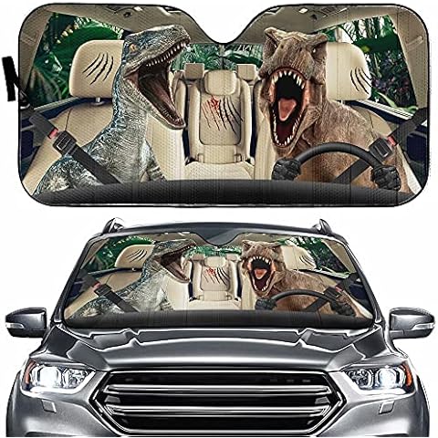 Dinosaur Driving Auto Windshield Sun Shade, Forest Animal Foldable Sun Visor Protector Sunshade for Car Truck SUV to Keep Your Vehicle Cool, Fits Windshields of Most Sizes Cover