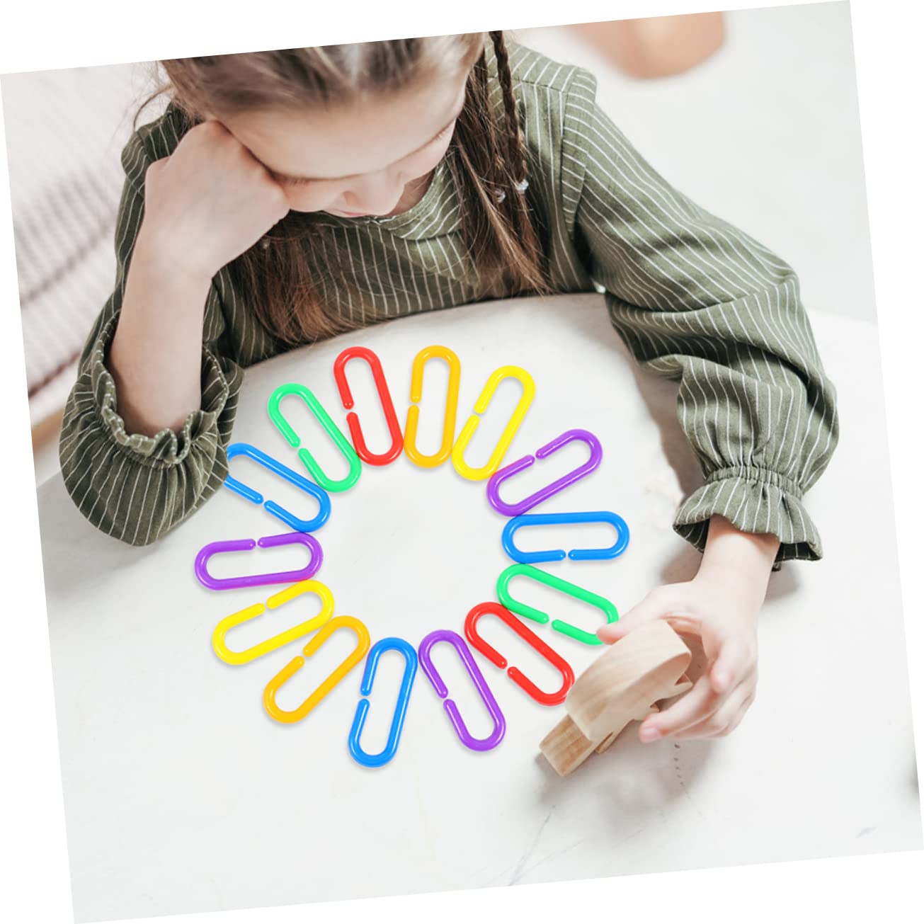 BESPORTBLE 150 pièces Maillons C Clips Plastique Colorés Éducatif Interactif