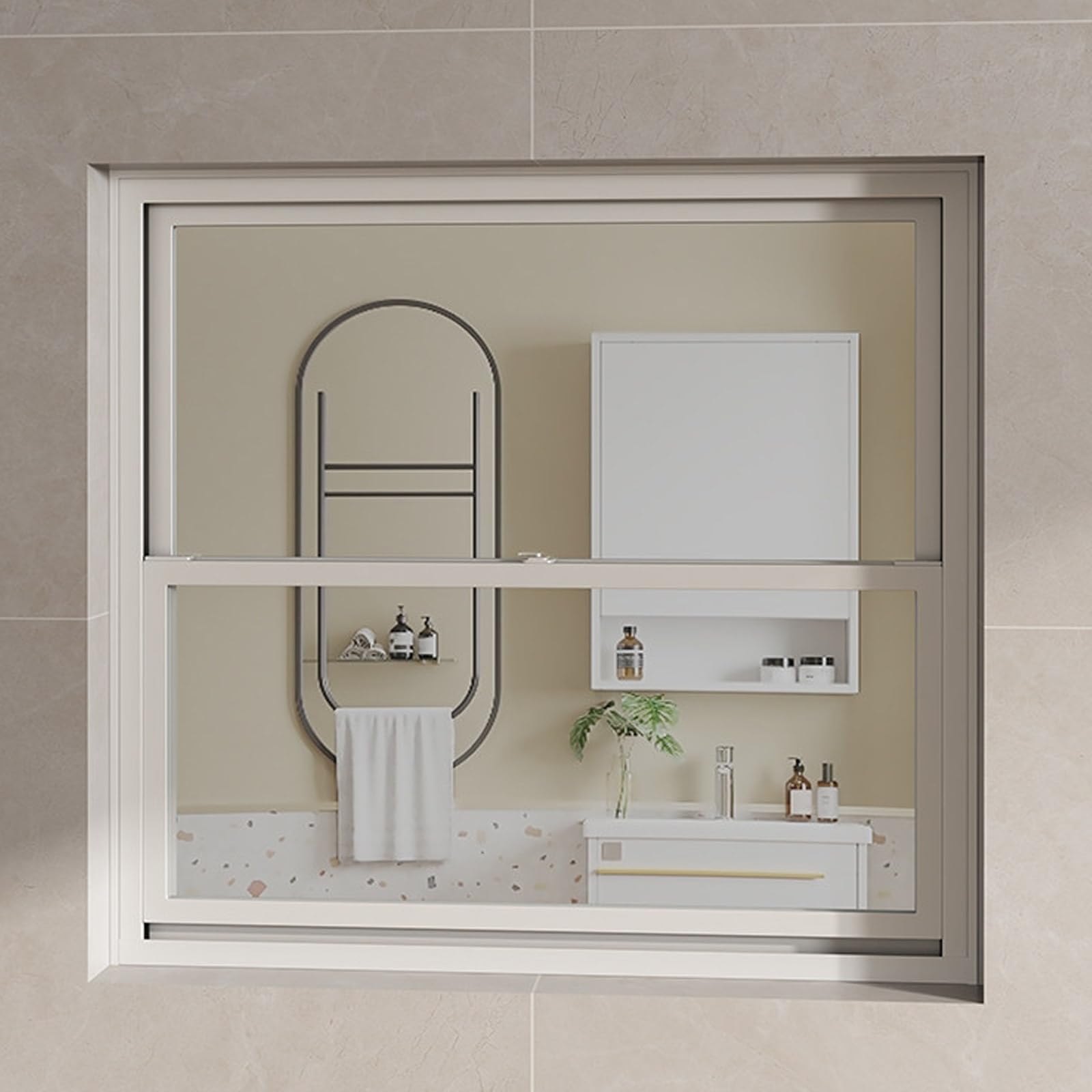 Schiebefenster Hebefenster für Zuhause Service Fenster Küche Imbisswagen Keller Dachboden Lüftungsfenster kommerzielles Aluminium flächenbündig montiert für Schuppen Restaurant(White,80X100CM)