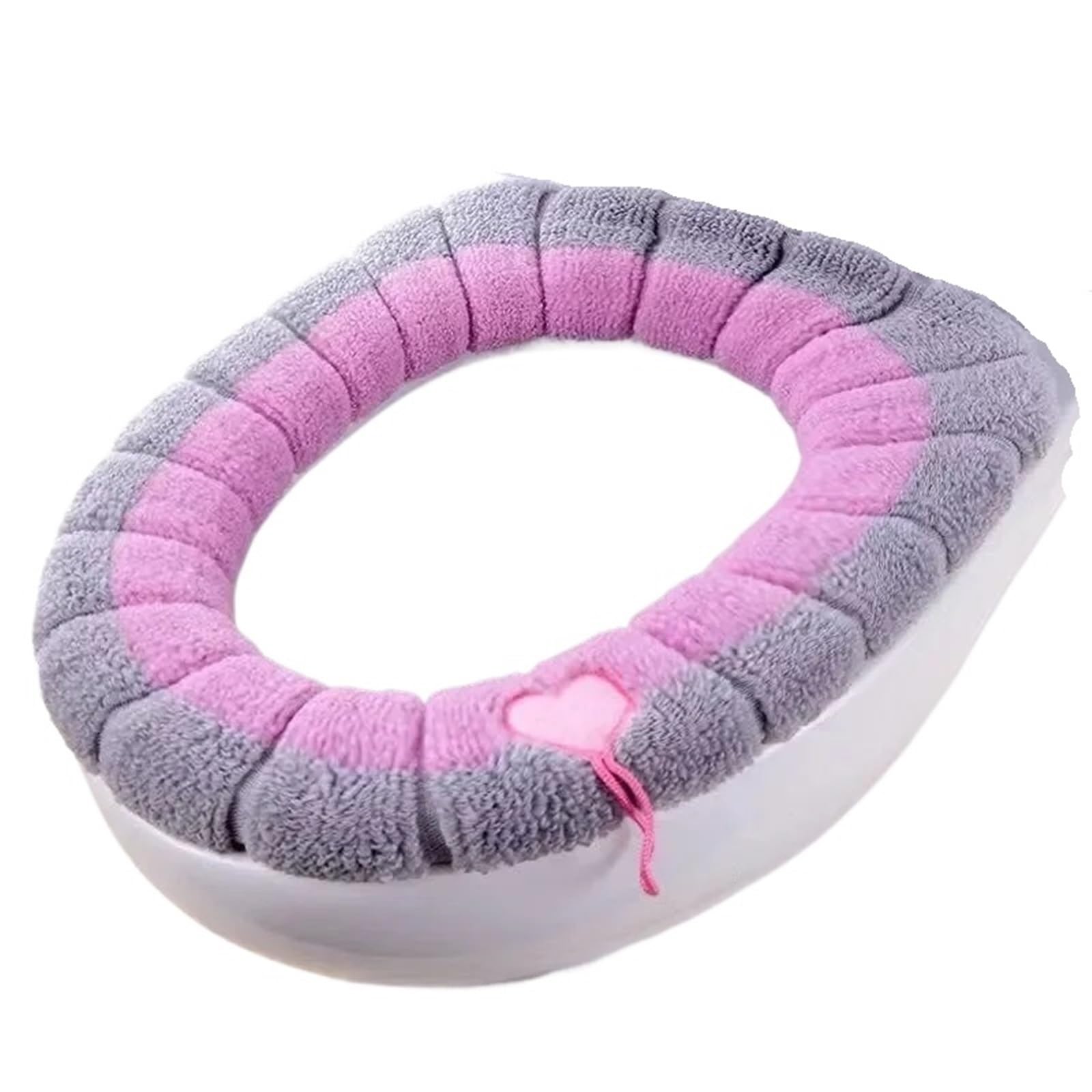 Soft Toilet Seat Cushion Warm Toilet Seat Cover Comfortable Thick Knitted O-shaped Universal Bathroom Washable Cushion Closestool Mat Pad(Pink)