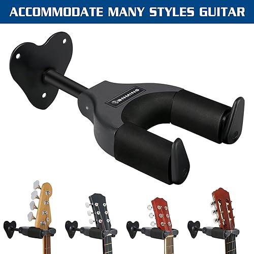 Miniatura 3 de RANMING Soporte de pared para guitarra, soporte de pared de guitarra con bloqueo automático, soporte de guitarra con base de metal para guitarra,