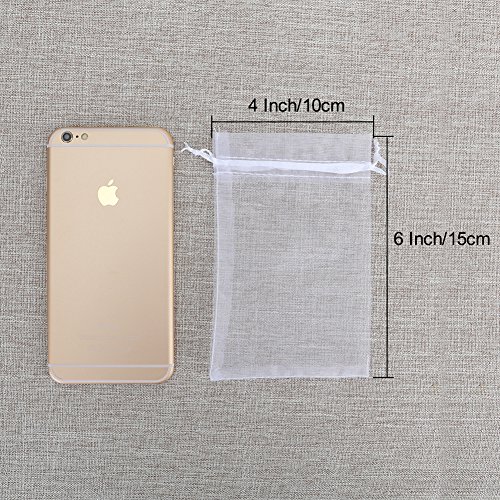 Hrx Package 100Pcs White Organza Bags, 4 X 6 Inches Christmas Wedding Favors Gift Drawstring Bags Jewelry Pouches Candy Mesh Pouches #TOP1
