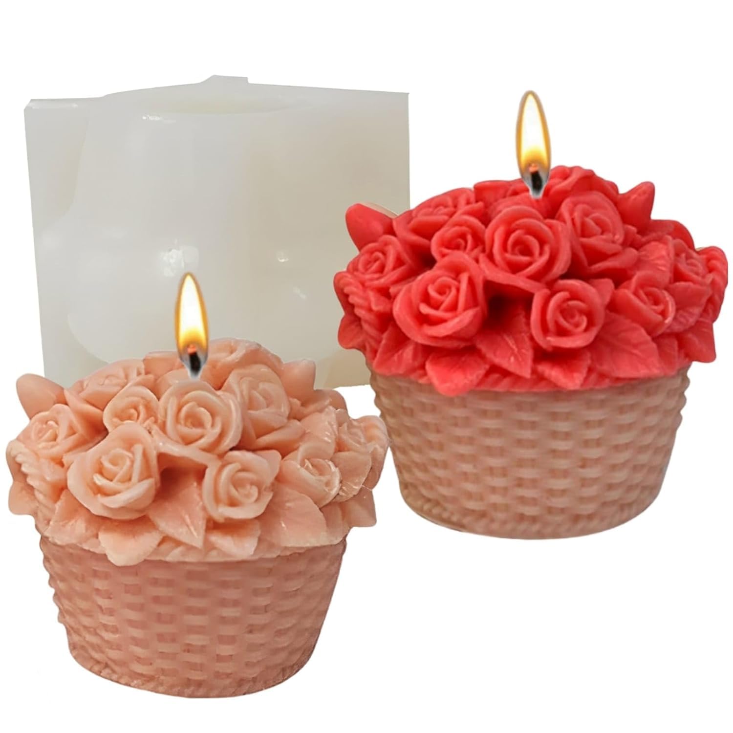 Rose Flower Candle Mould Silicone Molds Candles Making Floral Basket Moulds Flowers Bouquet Mold Resin Art Craft Cake Decoration-image-17