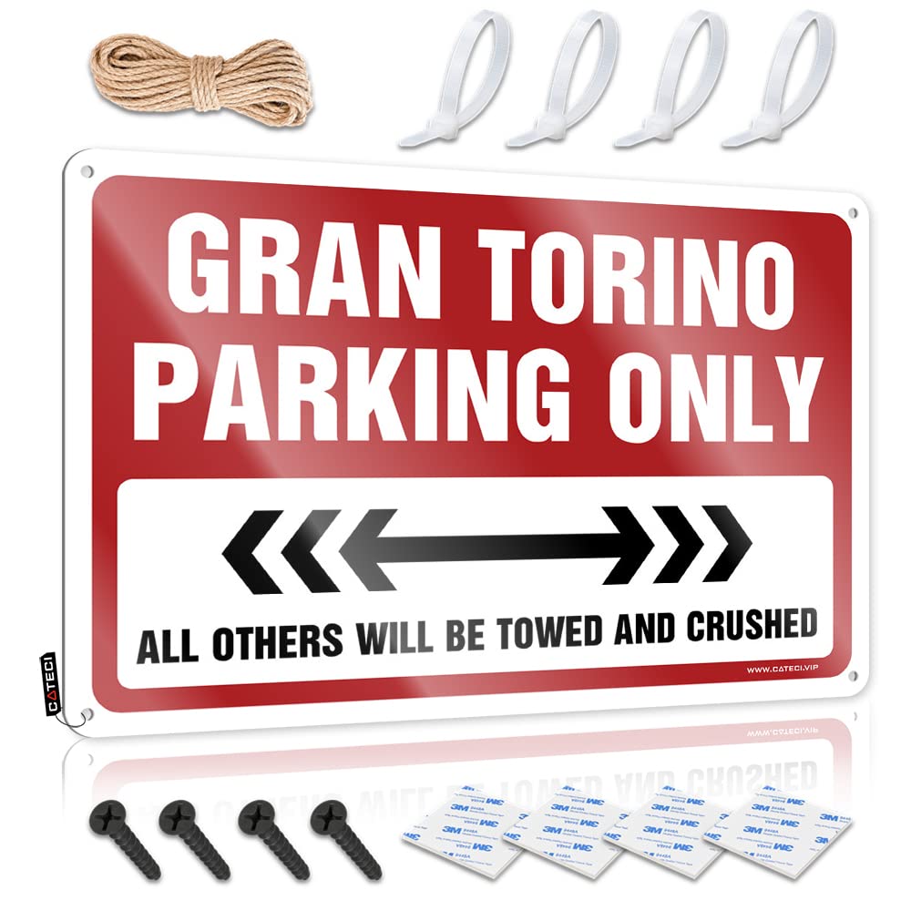 Fzfn Men's Colour Plaque Collection Waterproof Artwork, Trendy Retro Print For Cafe Pub Restaurant | Cottage Core Decorations Pre-Drilled Custom Gran Torino Parking Only(30X40cm)