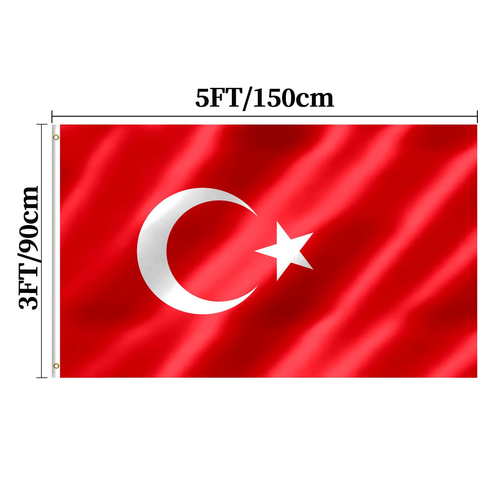 Turkey Flag 3x5 FT Turkish Flag With Brass Grommets Fade Proof For Outdoor Decor(Turkey), Türkiye Flag - Image 2