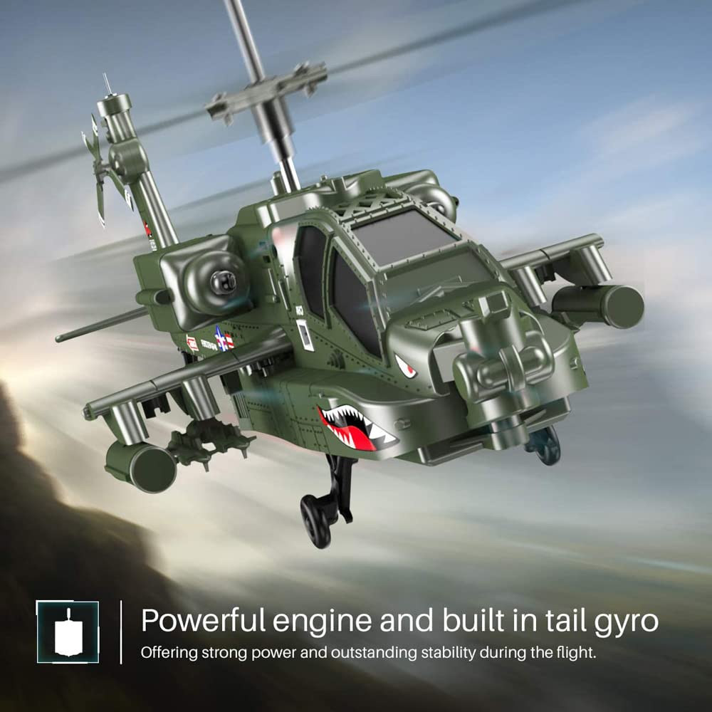 2.4G Telecomando Aereo Apache Modello di Combattente Militare Simulazione Aereo Militare 3.5 Canali Rc Elicottero con Giroscopio per Bambini Principianti Drone Giocattoli al Coperto
