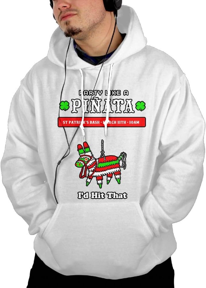 I'd Hit That Pinata Boy Drawstring Casual Hoodie Sweatshirts With Big Pocket White