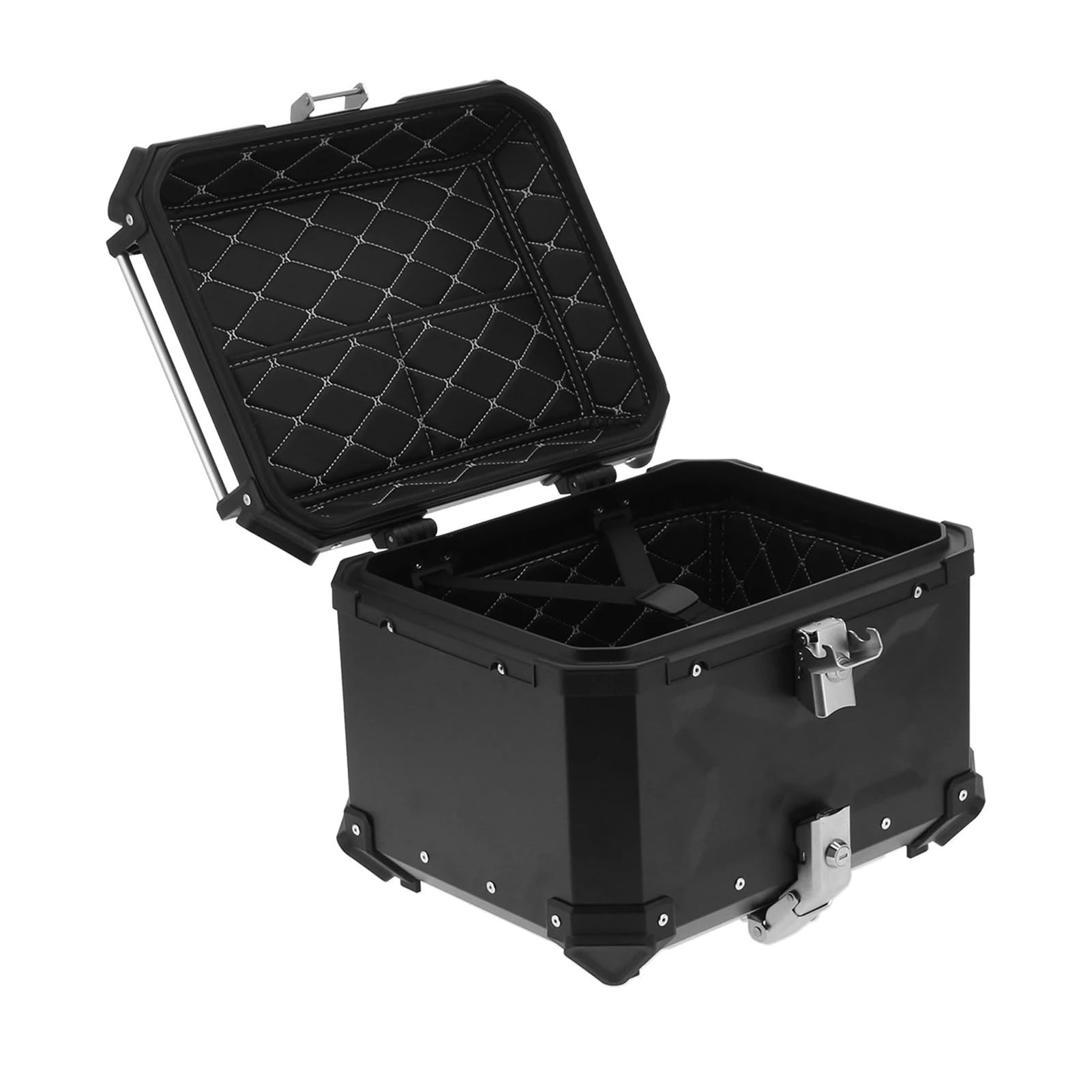 Baúl Superior Motocicleta Maleta Superior Universal de Aluminio para Motocicleta de Aventura, Color Negro, 45 l