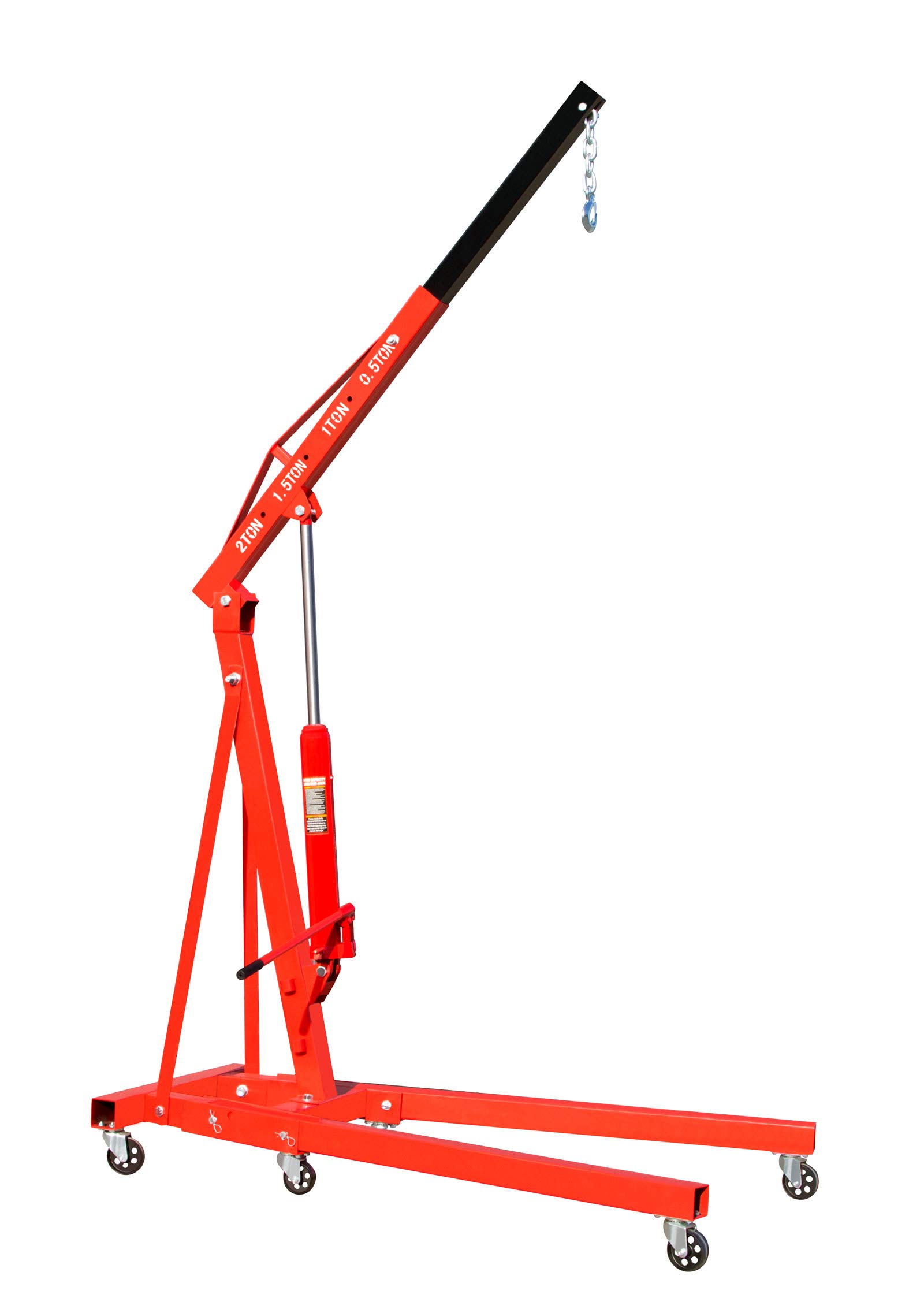otgerlensker products Motorheber mit Kette 2000 kg Werkstattkran klappbar verstellbar | 6 Lenkrollen, Hubhöhe bis 2380 mm, Ausleger bis 1590 mm
