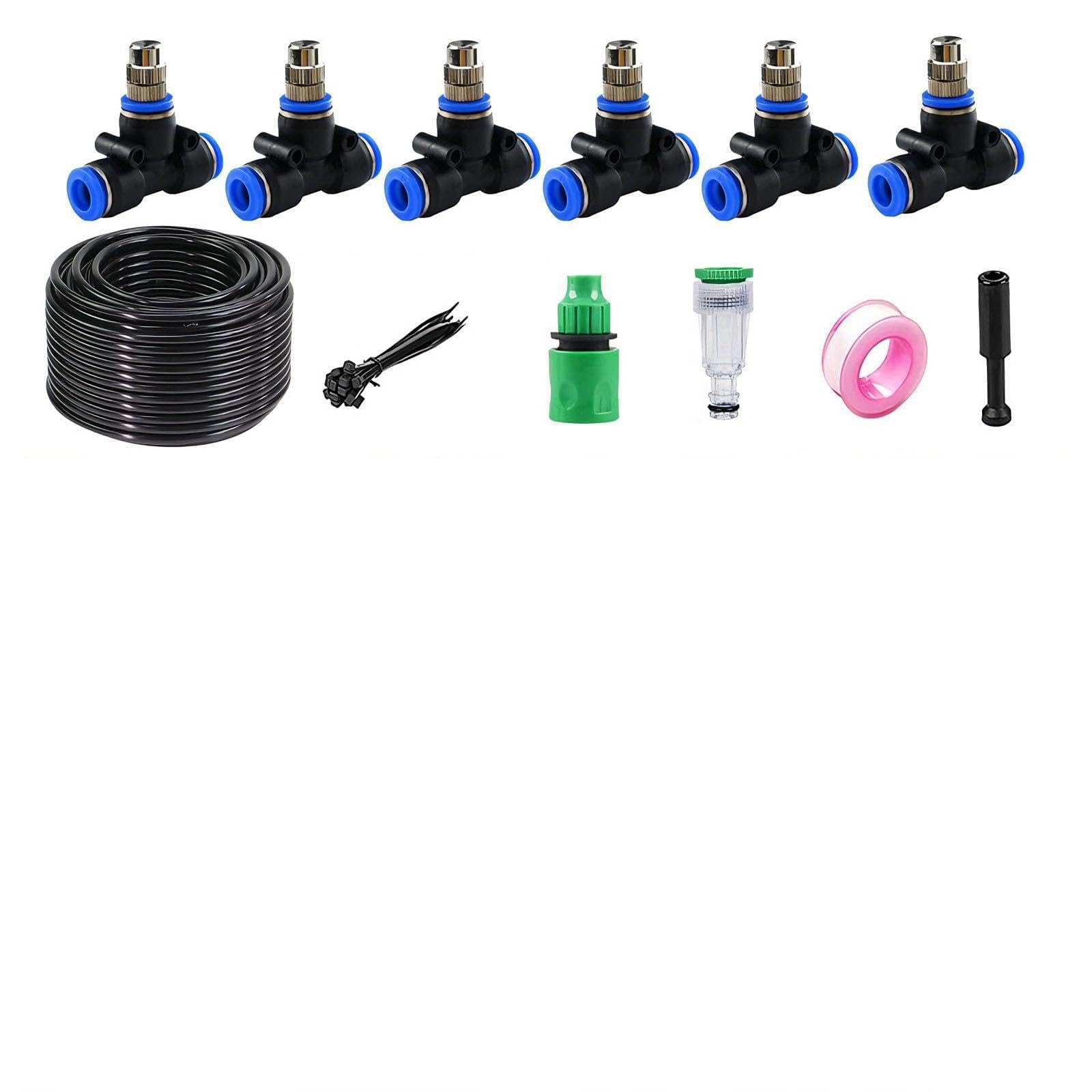 Kit de système d'irrigation, système d'arrosage automatique avec tube d'irrigation et accessoires, système d'irrigation goutte à goutte pour serr noir 50m 912 pipe + 50 sets of quick-connect fittings